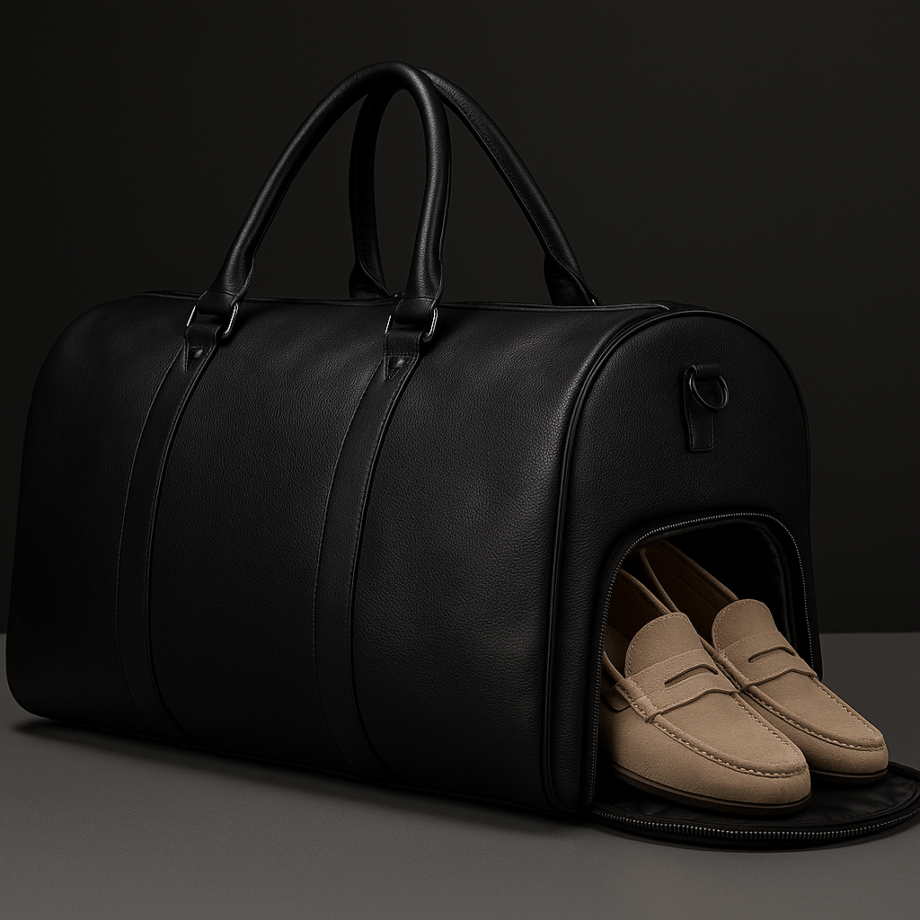 Men's Leather Weekend Bag – Luxury Travel Bag – Black