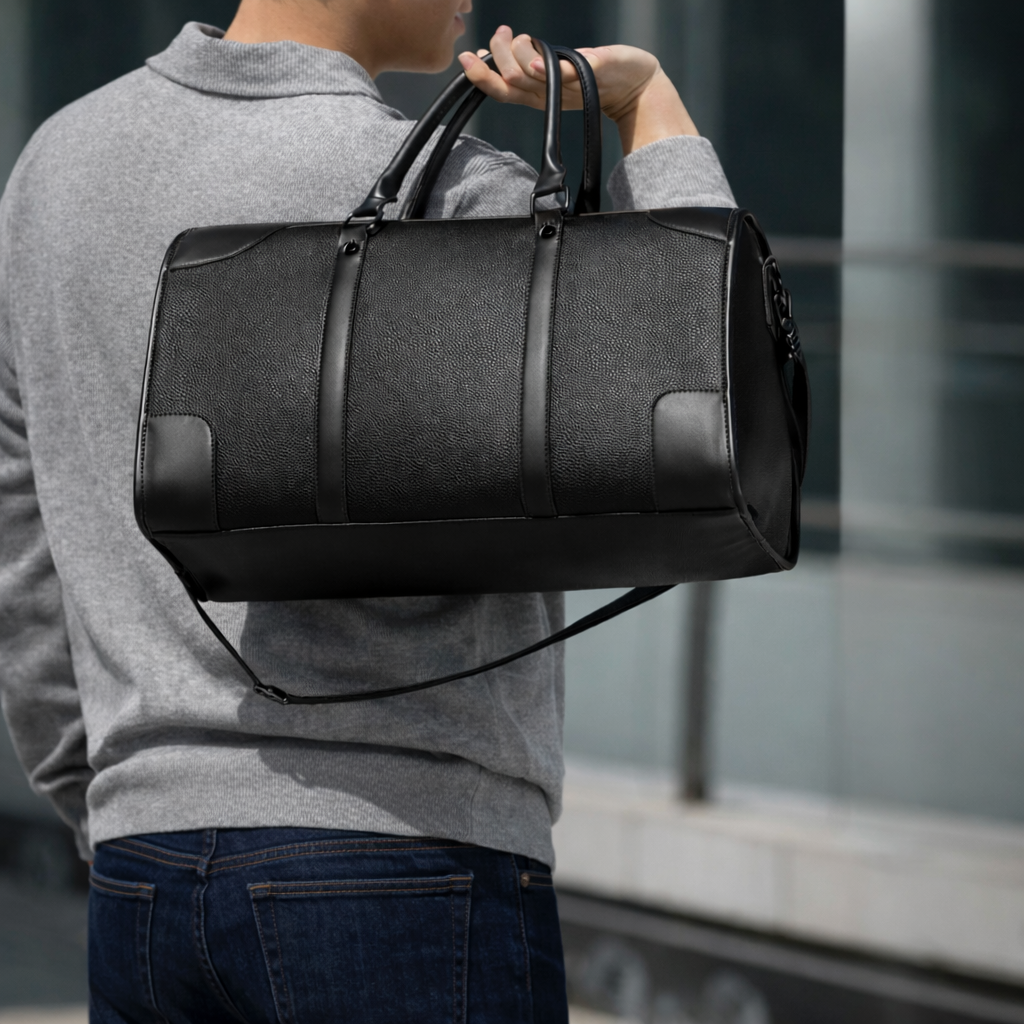 Vegan Leer Weekendtas - Weekendbag Vegan Leather - Zwart