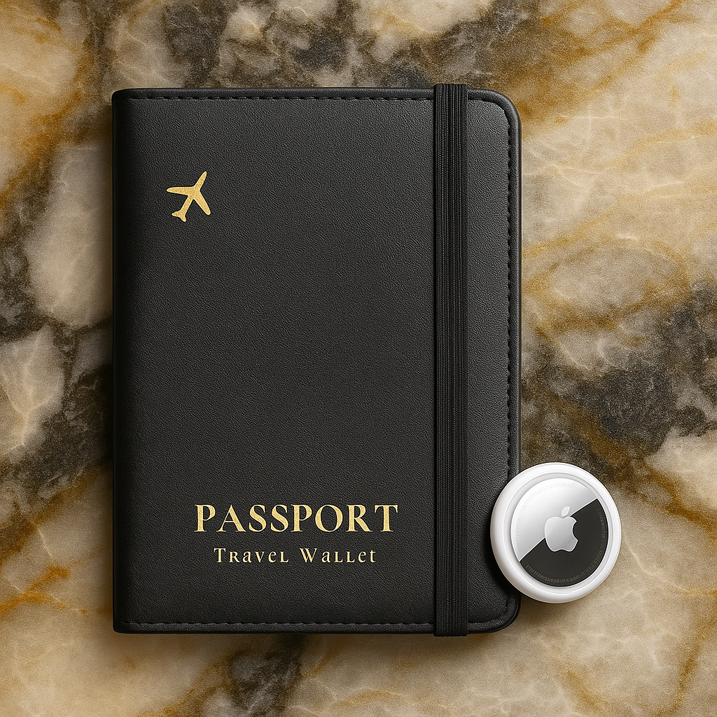 Paspoort hoesje - Paspoorthouder geschikt voor AirTag - Vegan Leer