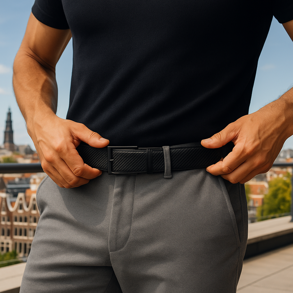 Leren Riem Zonder Gaatjes - Carbon Black