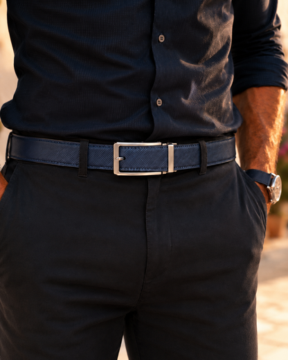 Donkerblauwe Carbon Riem Zonder Gaatjes