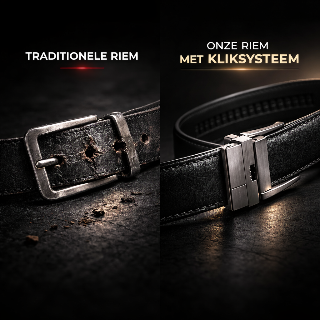 Leren Riem Zonder Gaatjes met Kliksysteem – Volnerf Leer – Carbon Blue