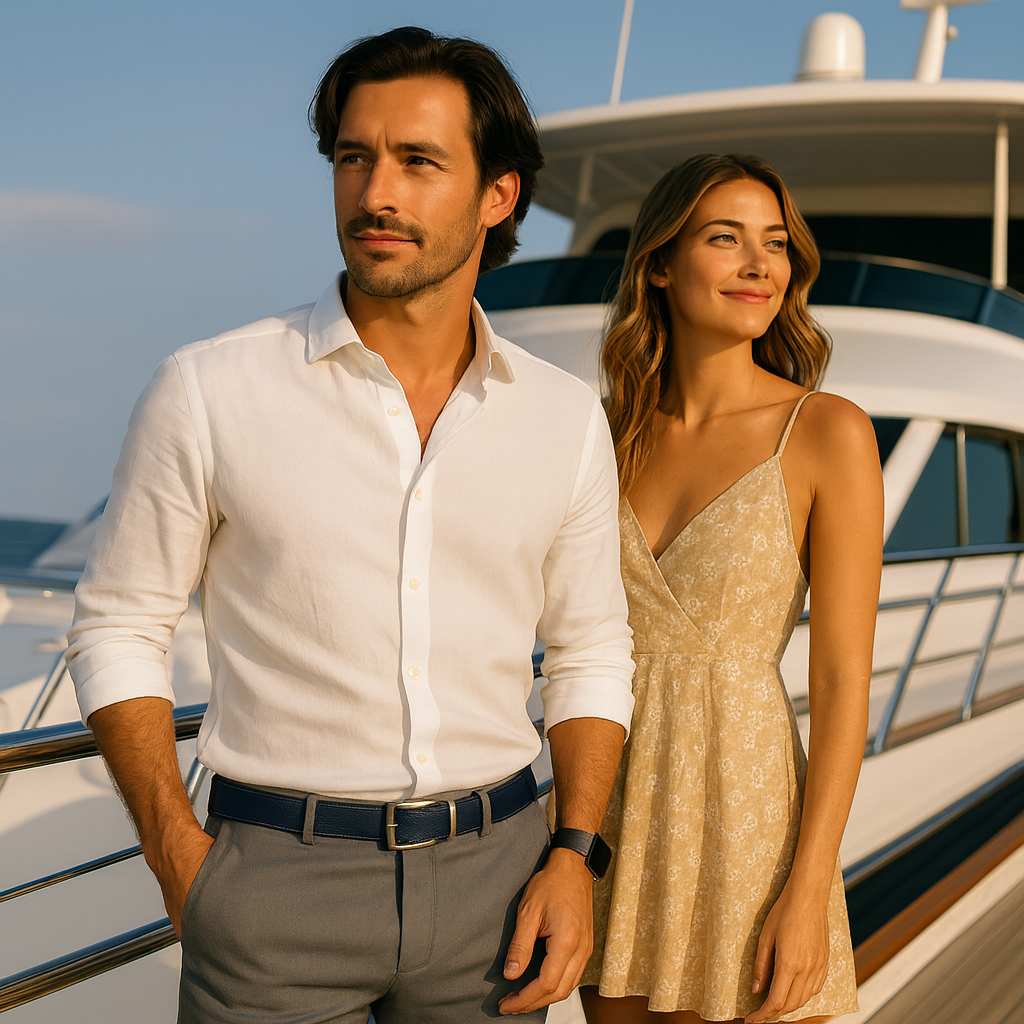 Leren Riem Zonder Gaatjes - Carbon Blue