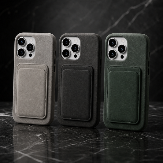 Alcantara MagSafe Kartenhalter – Italienisches Alcantara – Luxuriöses Wallet für iPhone