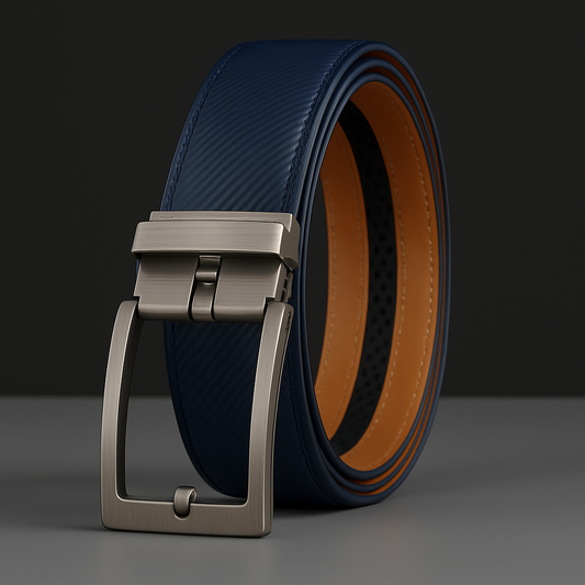 Leren Riem Zonder Gaatjes - Carbon Blue