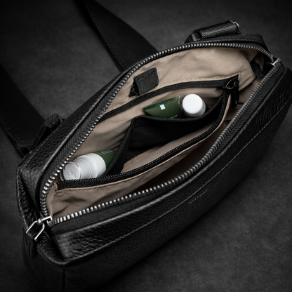 Leren Crossbody Bag - Heren Crossbody Tas - Zwart