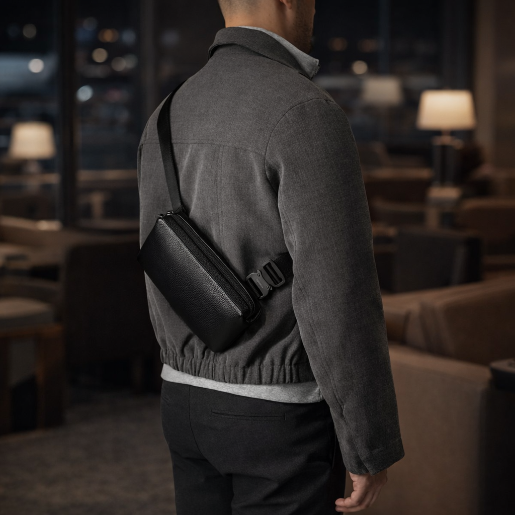 Leren Crossbody Bag - Heren Crossbody Tas - Zwart