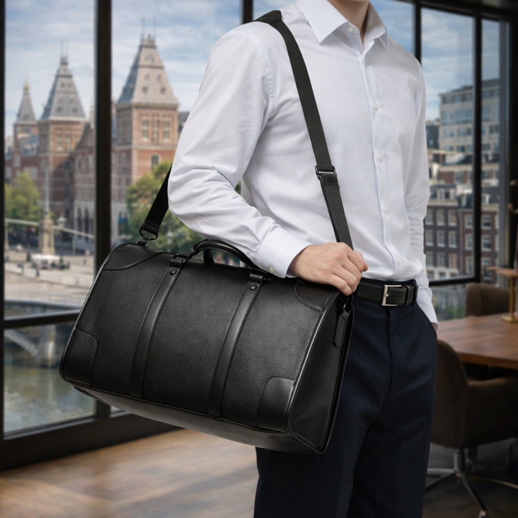 Vegan Leer Weekendtas - Weekendbag Vegan Leather - Zwart