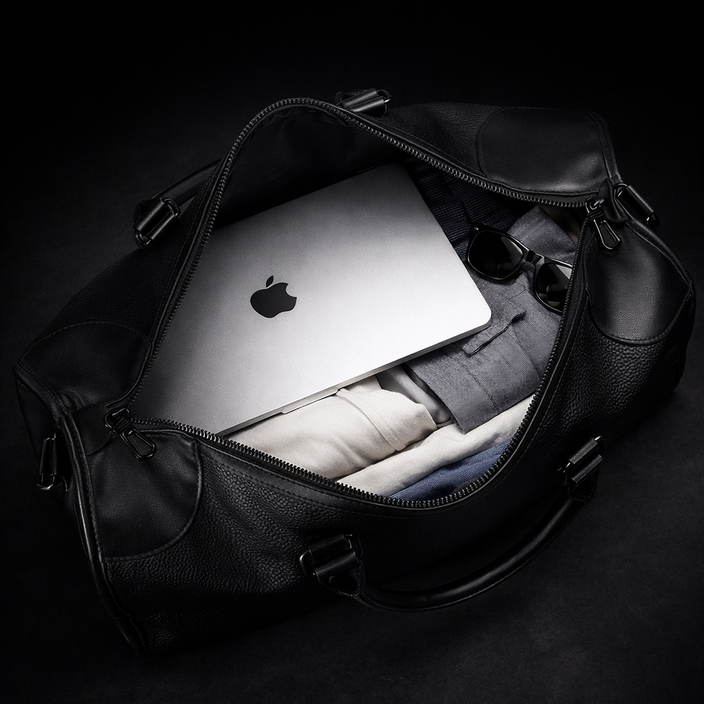 Vegan Leer Weekendtas - Weekendbag Vegan Leather - Zwart