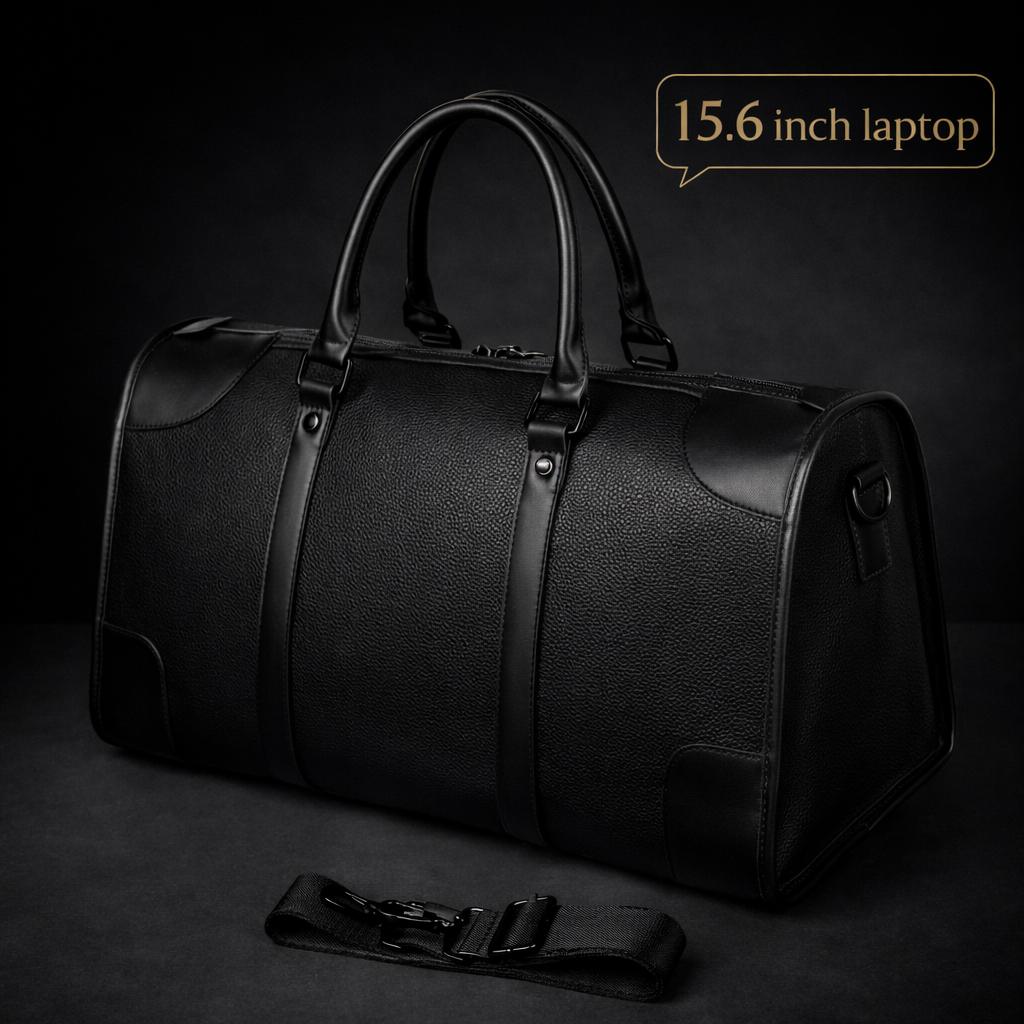 Vegan Leer Weekendtas - Weekendbag Vegan Leather - Zwart