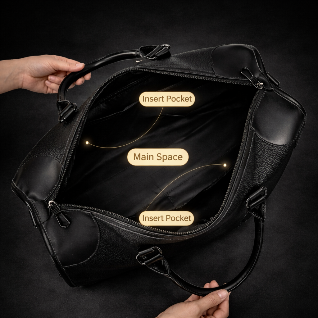 Vegan Leer Weekendtas - Weekendbag Vegan Leather - Zwart