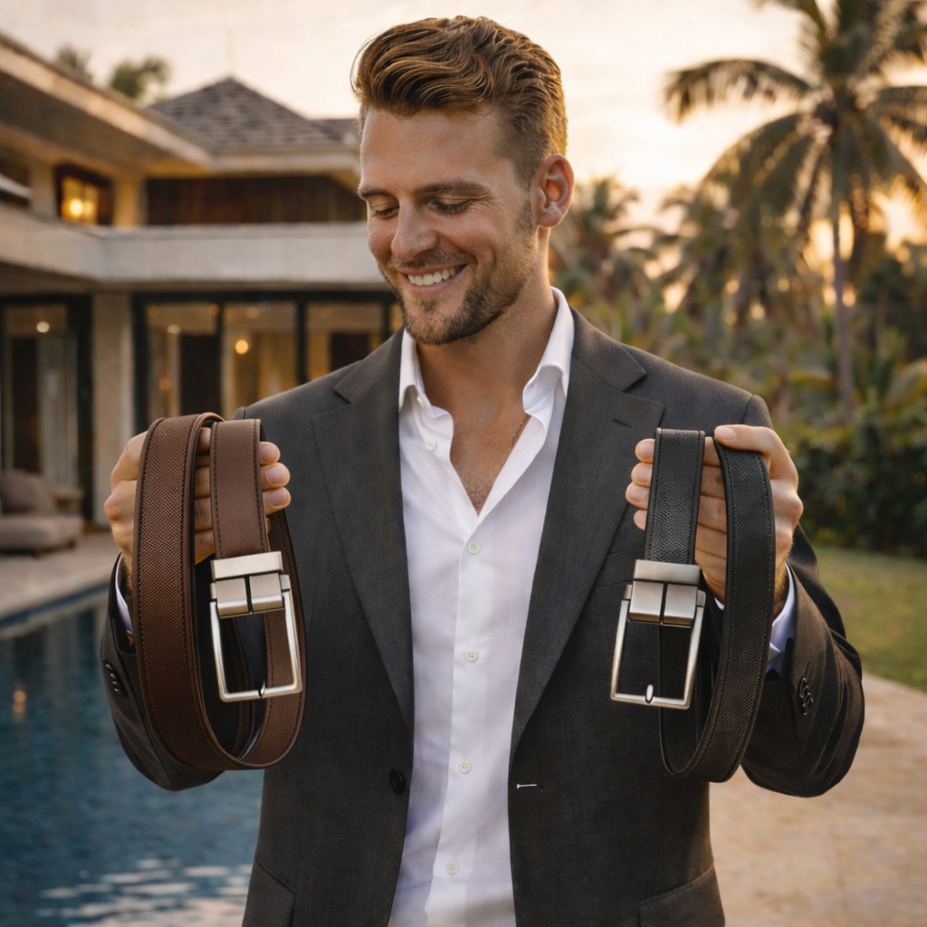 Leren Riem Zonder Gaatjes met Kliksysteem – Volnerf Leer – Bruin