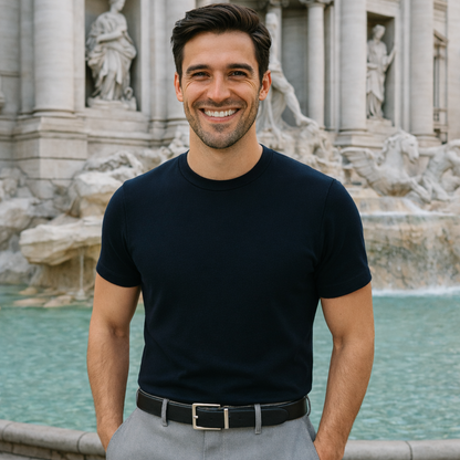 Leren Riem Zonder Gaatjes met Kliksysteem – Volnerf Leer – Zwart