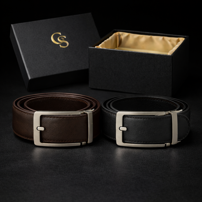 Leren Riem Zonder Gaatjes met Kliksysteem – Volnerf Leer – Zwart