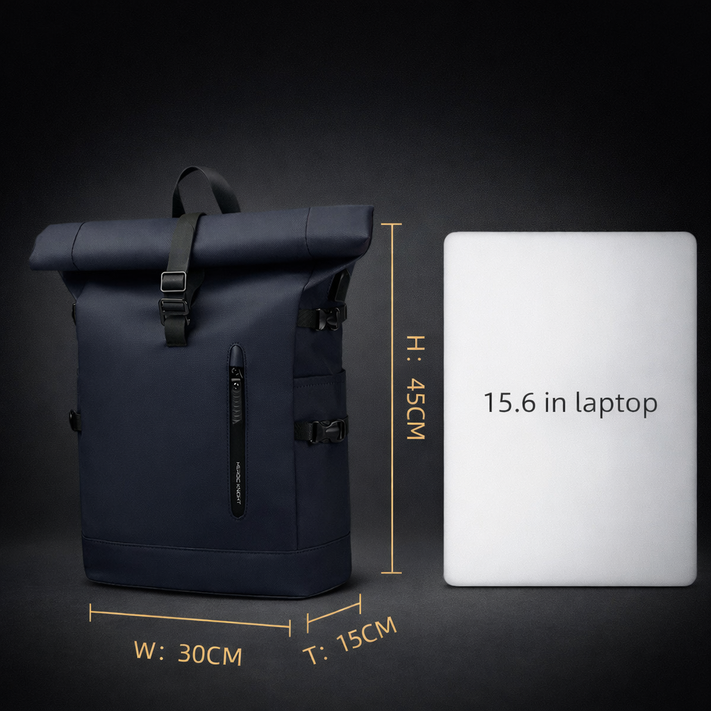 Rolltop Backpack - Rugzak Heren - Rugtas Zwart