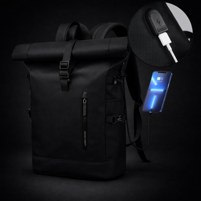 Rolltop Backpack - Rugzak Heren - Rugtas Zwart