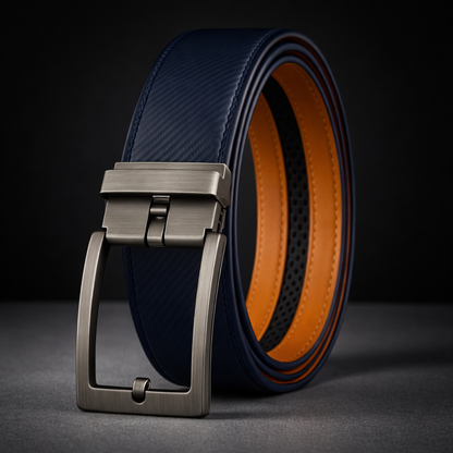 Leren Riem Zonder Gaatjes met Kliksysteem – Volnerf Leer – Carbon Blue