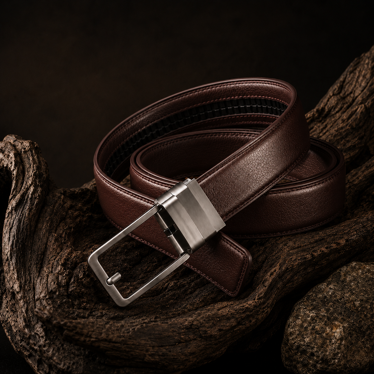 Bruine Leren Riem Zonder Gaatjes