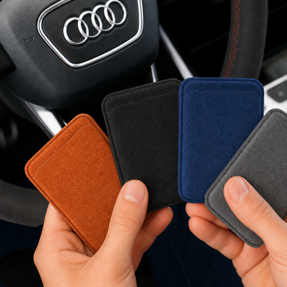 Alcantara MagSafe Pasjeshouder – Italiaans Alcantara – Luxe Wallet voor iPhone