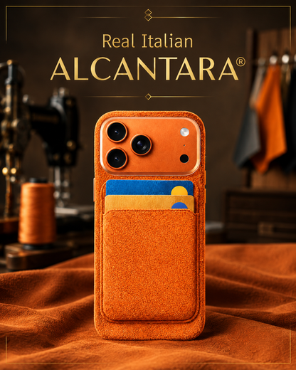 Alcantara MagSafe Pasjeshouder – Italiaans Alcantara – Luxe Wallet voor iPhone
