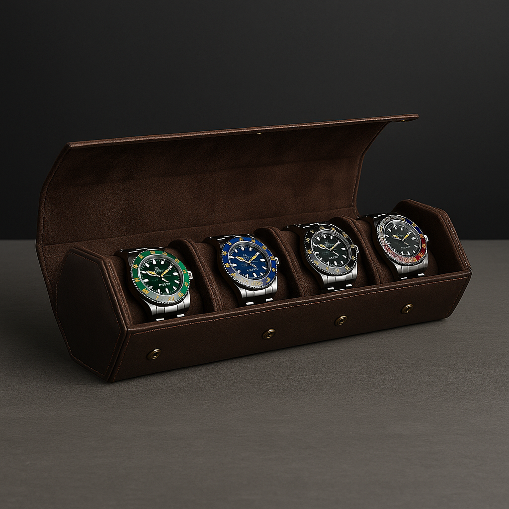 Luxe leren horlogerol om al je horloges mooi op te bergen of mee te nemen op reis.