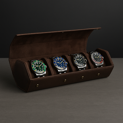 Luxe leren horlogerol om al je horloges mooi op te bergen of mee te nemen op reis.