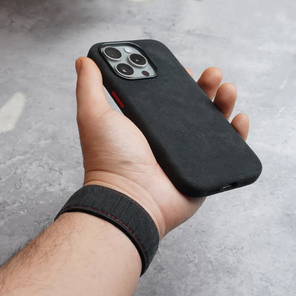 Alcantara iPhone Hoesje – Italiaans Alcantara – Luxe Bescherming & MagSafe