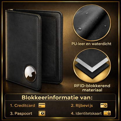 Paspoort hoesje - Paspoorthouder geschikt voor AirTag - Vegan Leer