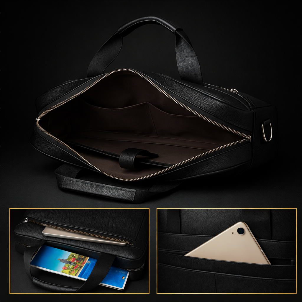 Leren Laptoptas - Aktetas Heren - Zwart