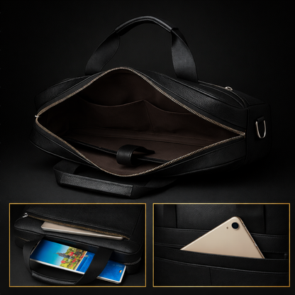 Leren Laptoptas - Aktetas Heren - Zwart