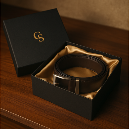 Leren Riem Zonder Gaatjes - Carbon Blue