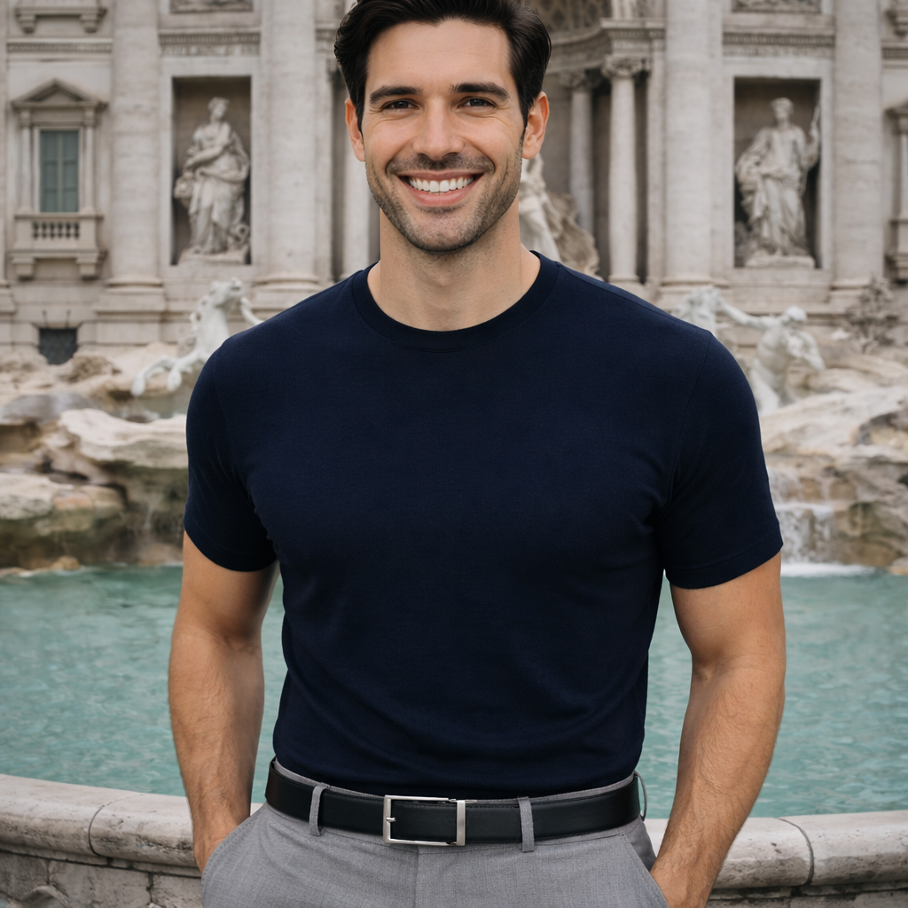 Leather Belt Without Holes - Black