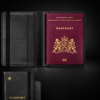 Paspoort hoesje - Paspoorthouder geschikt voor AirTag - Vegan Leer